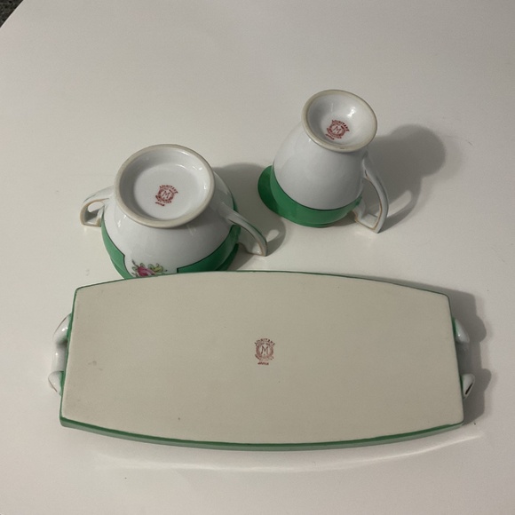 VTG Noritake Trio with Creamer Sugar Bowl Tray with  pastel flowers - Picture 8 of 9